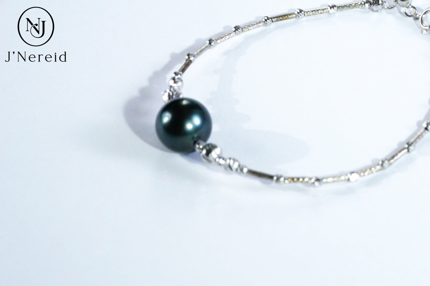 Tahitian Pearl Bangle Bracelet, 10-11mm Dark Green Round Pearl with S925 Silver Pineapple Ball Adjustable Chain,5.91" + 1.18" Extender