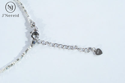 S925 Silver Sparkling Chip Bead Bracelet with Iridescent Freshwater Stick Pearl, Adjustable Fairycore Chain Bracelet for Women