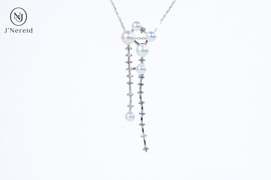 Shooting Star Aurora Pearl Drop Necklace, Graduated 4-6mm Freshwater Pearls, Hypoallergenic S925 Silver
