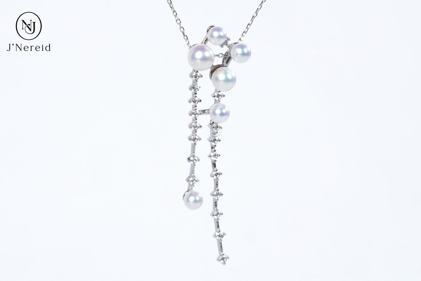 Shooting Star Aurora Pearl Drop Necklace, Graduated 4-6mm Freshwater Pearls, Hypoallergenic S925 Silver