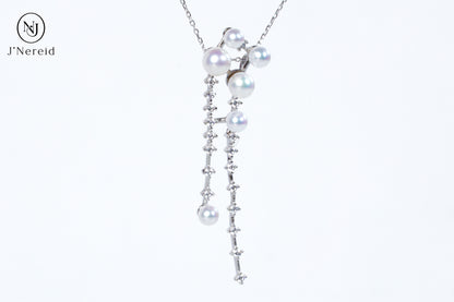 Shooting Star Aurora Pearl Drop Necklace, Graduated 4-6mm Freshwater Pearls, Hypoallergenic S925 Silver
