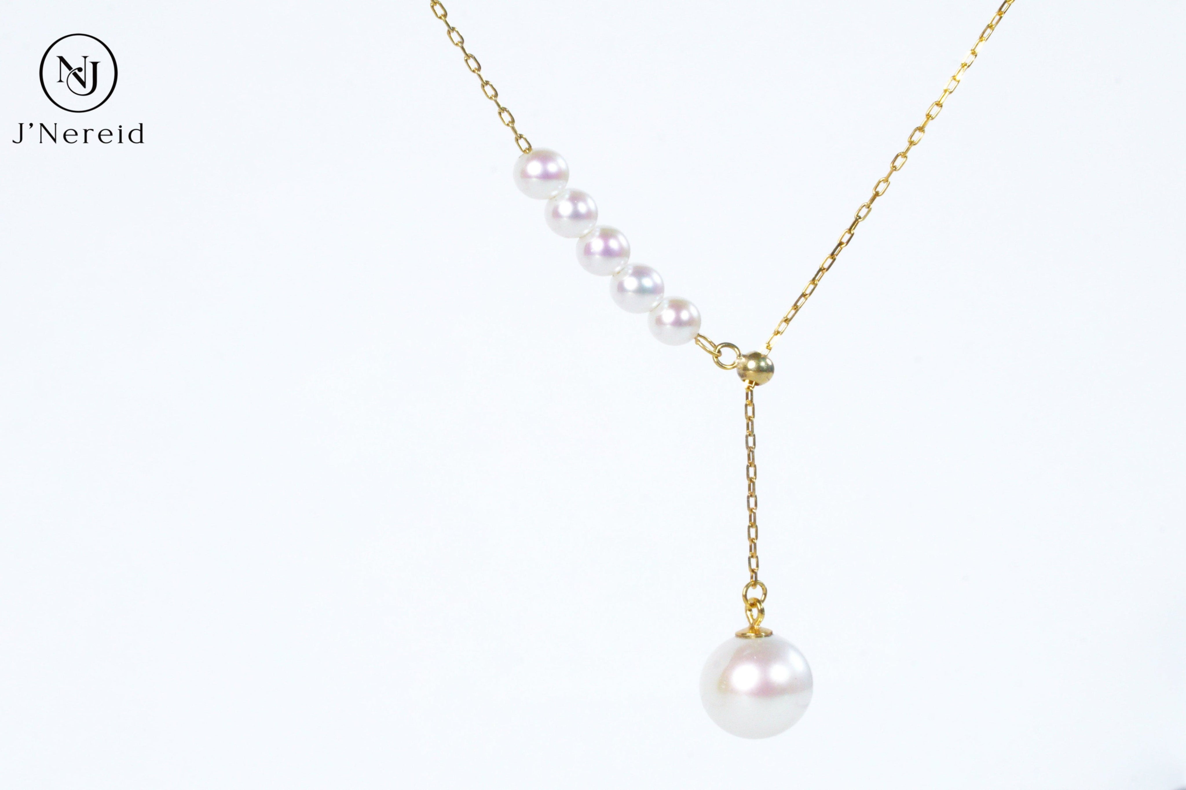Ethereal "Mermaid Tear" Aurora Freshwater Pearl Lariat Necklace, Graduated Sizes 4-4.5mm & 9-9.5mm, S925 Silver Y-Chain（Pearl Variation）