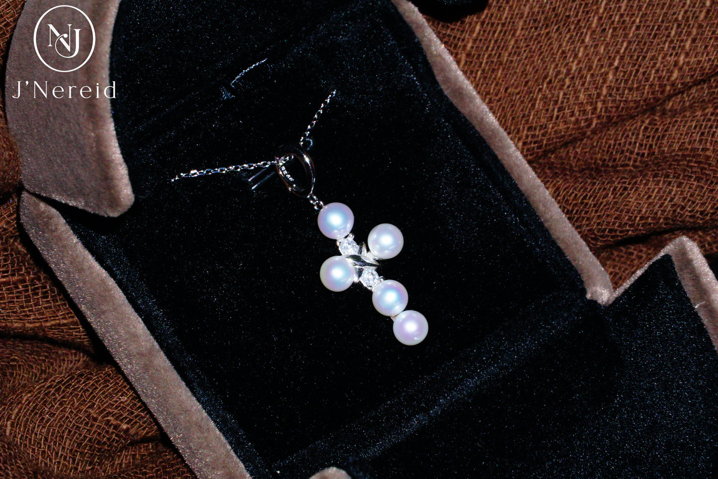 Aurora Freshwater Pearl Cross Pendant Necklace, 5-5.5mm Lustrous Pearls, S925 Sterling Silver with CZ Accents