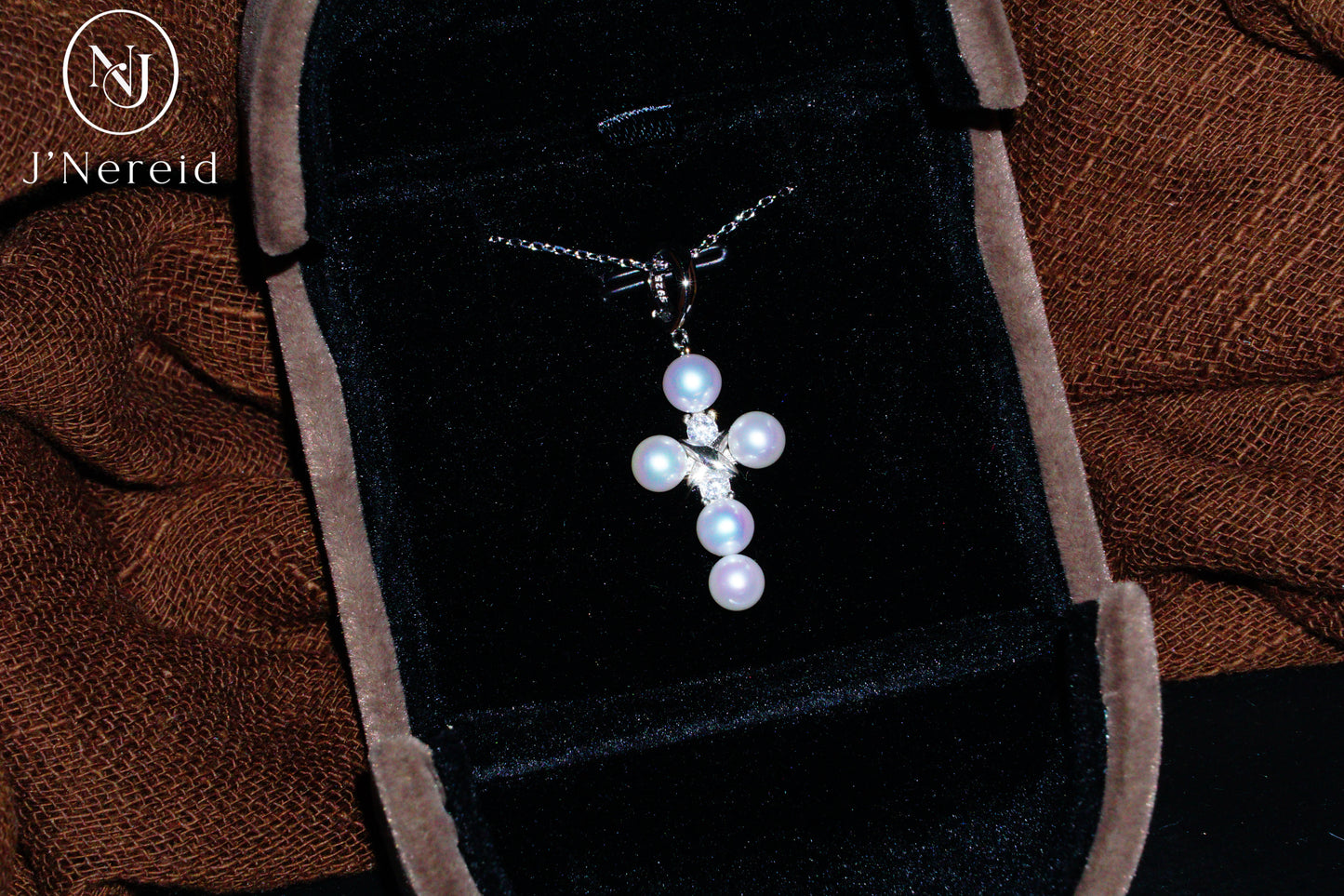 Aurora Freshwater Pearl Cross Pendant Necklace, 5-5.5mm Lustrous Pearls, S925 Sterling Silver with CZ Accents