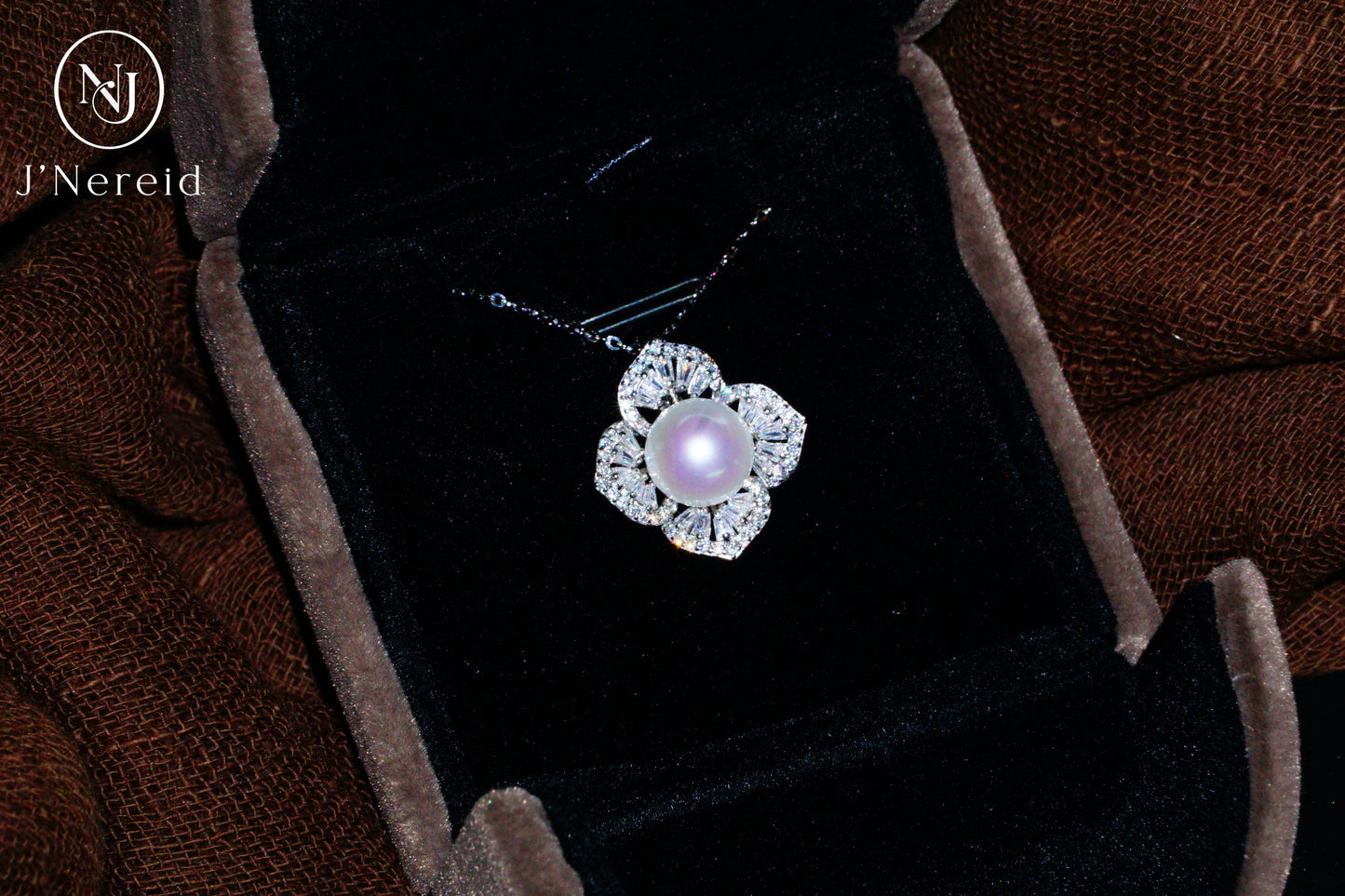 Luxury Ornate Floral Aurora Freshwater Pearl Necklace | 9-10mm Pearl, S925 Silver with Sparkling Zircon