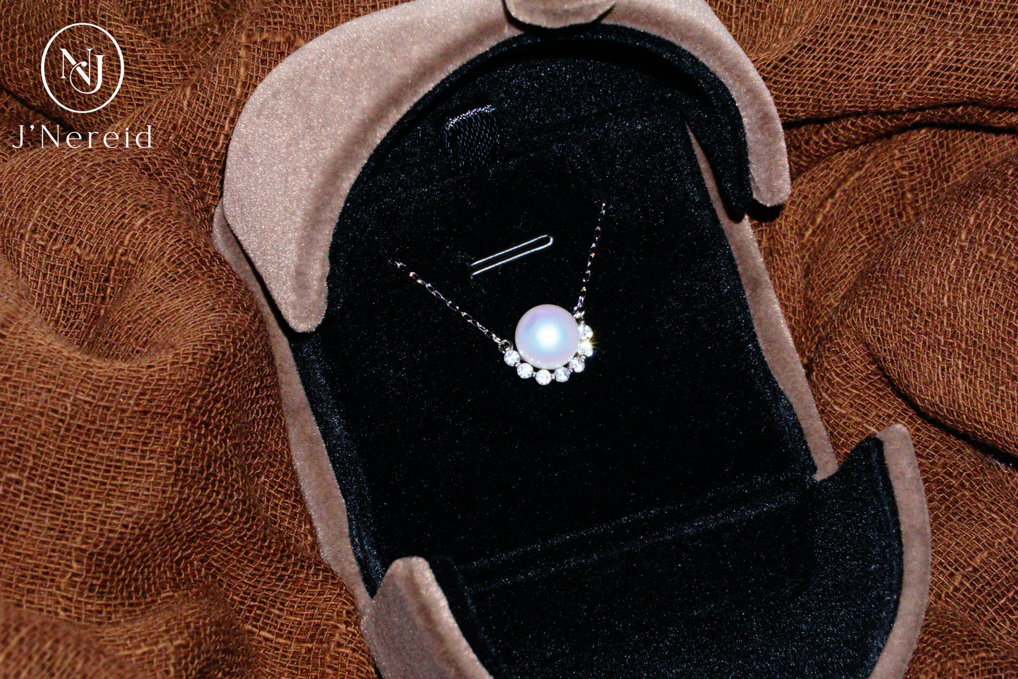 Aurora Freshwater Pearl Half-Halo Necklace, 8-9mm Lustrous Pearl, S925 Silver with Cubic Zirconia Accents