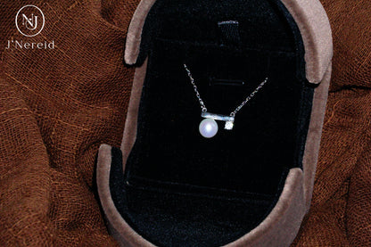 Minimalist Balance Bar Aurora Freshwater Pearl Pendant Necklace, 6-7mm High-Luster Pearl, S925 Silver with Sparkling CZ