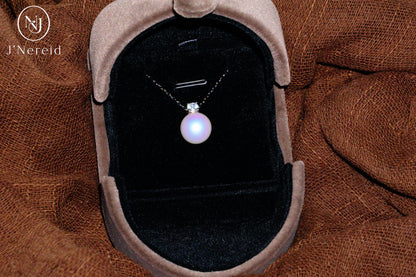Classic Diana-Style Aurora Freshwater Pearl Necklace | 11-12mm Pearl with S925 Silver & Zircon