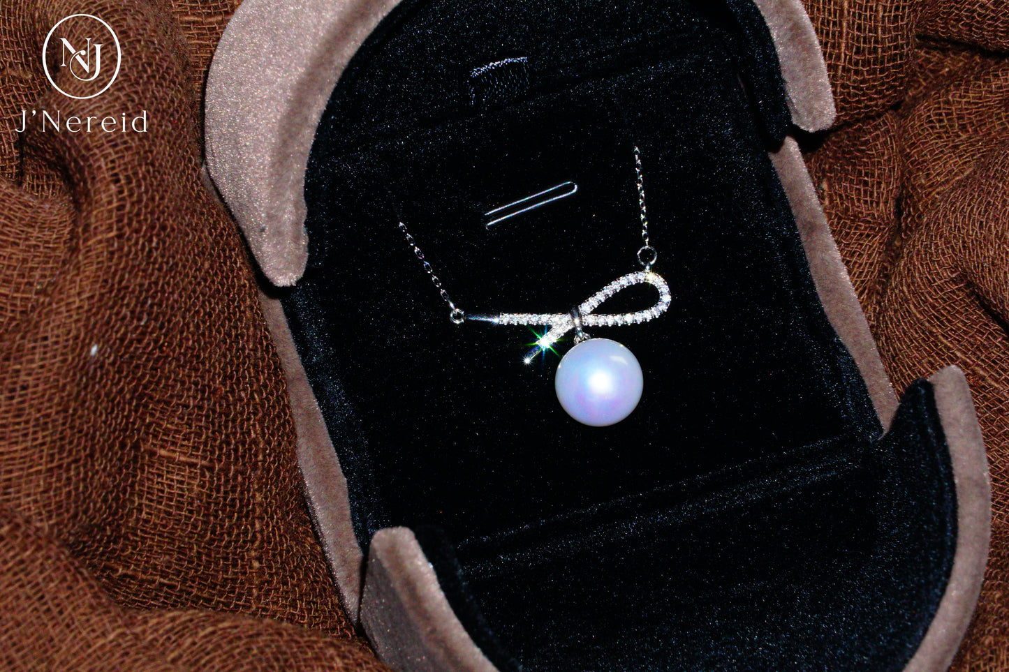 Delicate Bow Knot Pearl Pendant Necklace | Premium 10-11mm Aurora Freshwater Pearl, S925 Silver & Cubic Zirconia