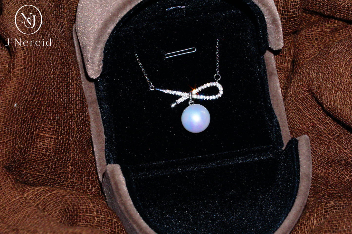 Delicate Bow Knot Pearl Pendant Necklace | Premium 10-11mm Aurora Freshwater Pearl, S925 Silver & Cubic Zirconia