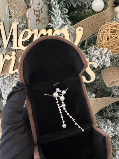 Shooting Star Aurora Pearl Drop Necklace, Graduated 4-6mm Freshwater Pearls, Hypoallergenic S925 Silver