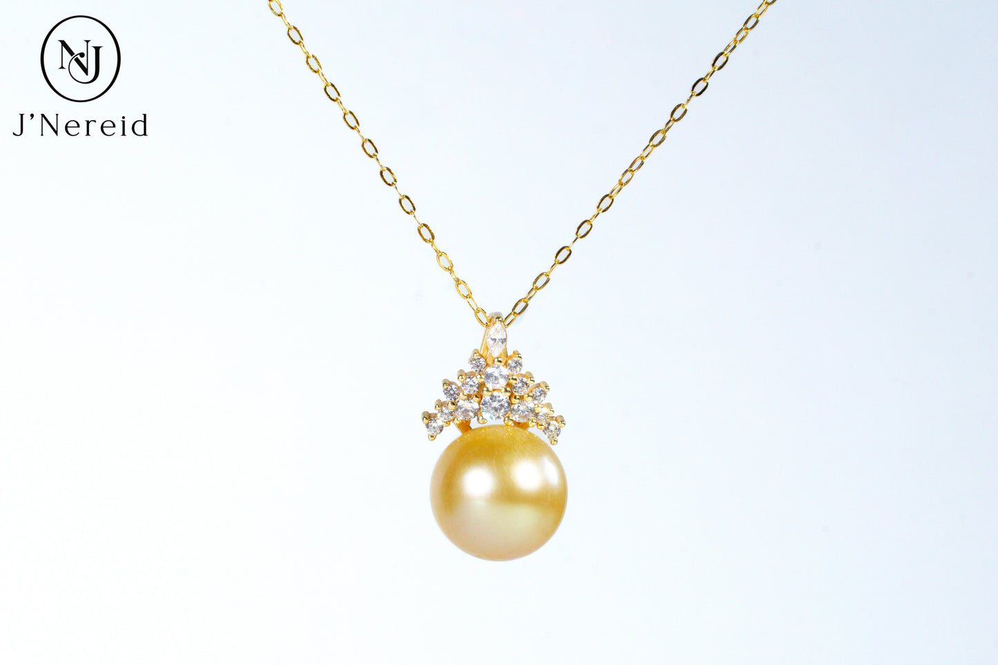 10-11mm Medium Golden South Sea Pearl Snow Queen Pendant Necklace, S925 Silver, Lightly Blemished（Pearl Variation）