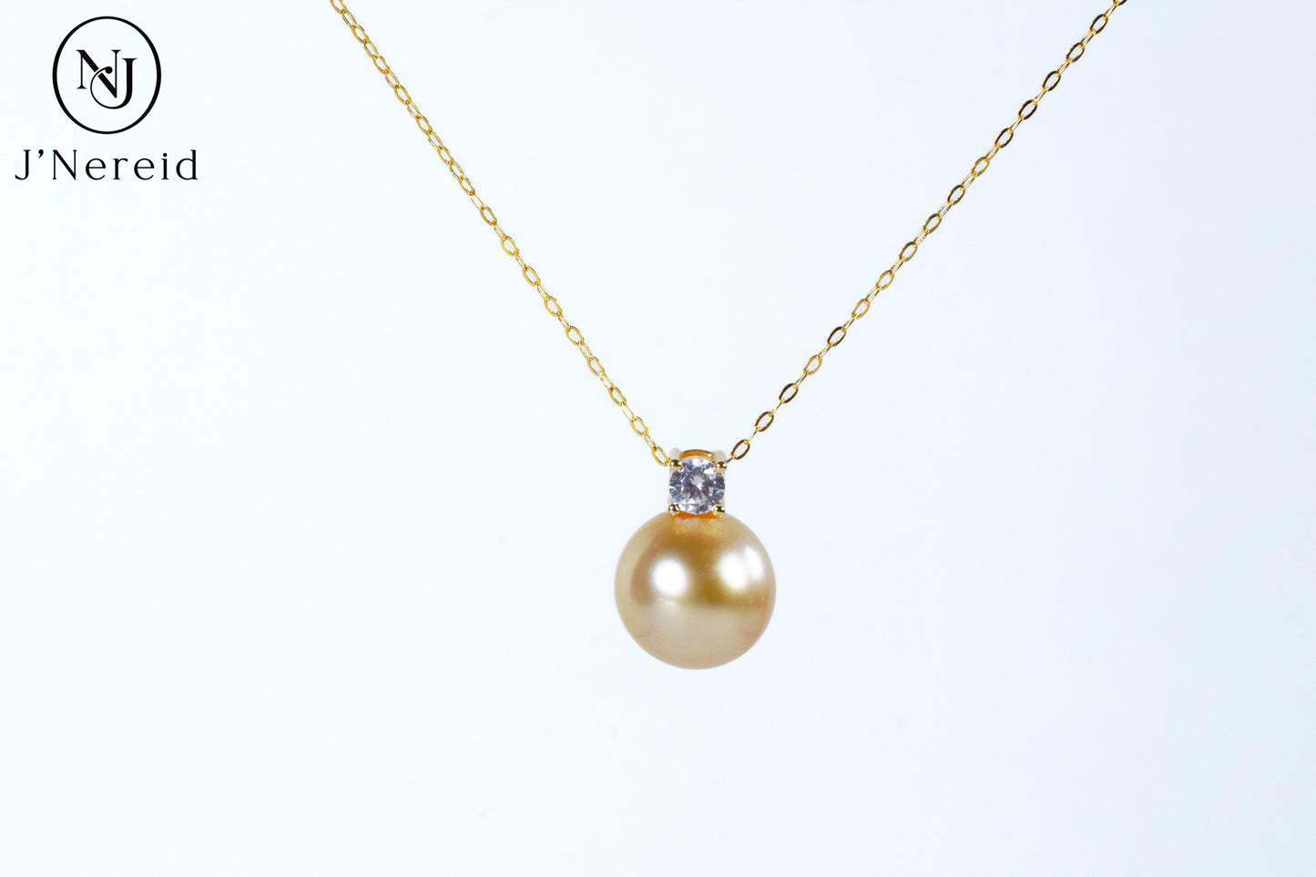 11-12mm Medium Golden South Sea Pearl Pendant Necklace, Classic Diana Style, S925 Silver, High Luster（Pearl Variation）