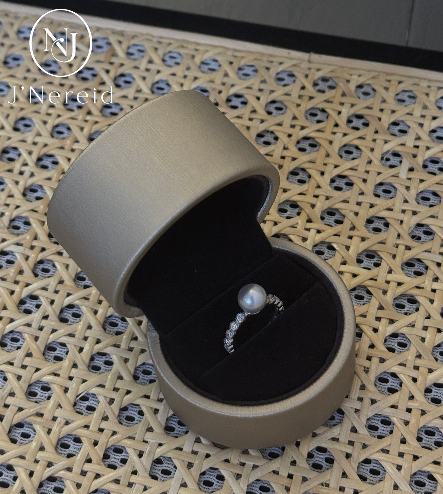 Madama Tone Japanese Akoya Pearl Ring 7-8mm Silver Grey Akoya Pearl S925 Sterling Silver Dual Side Paved Zircon Half Eternity Timeless Stackable Fine Jewelry Gift for Women（Pearl Variation）