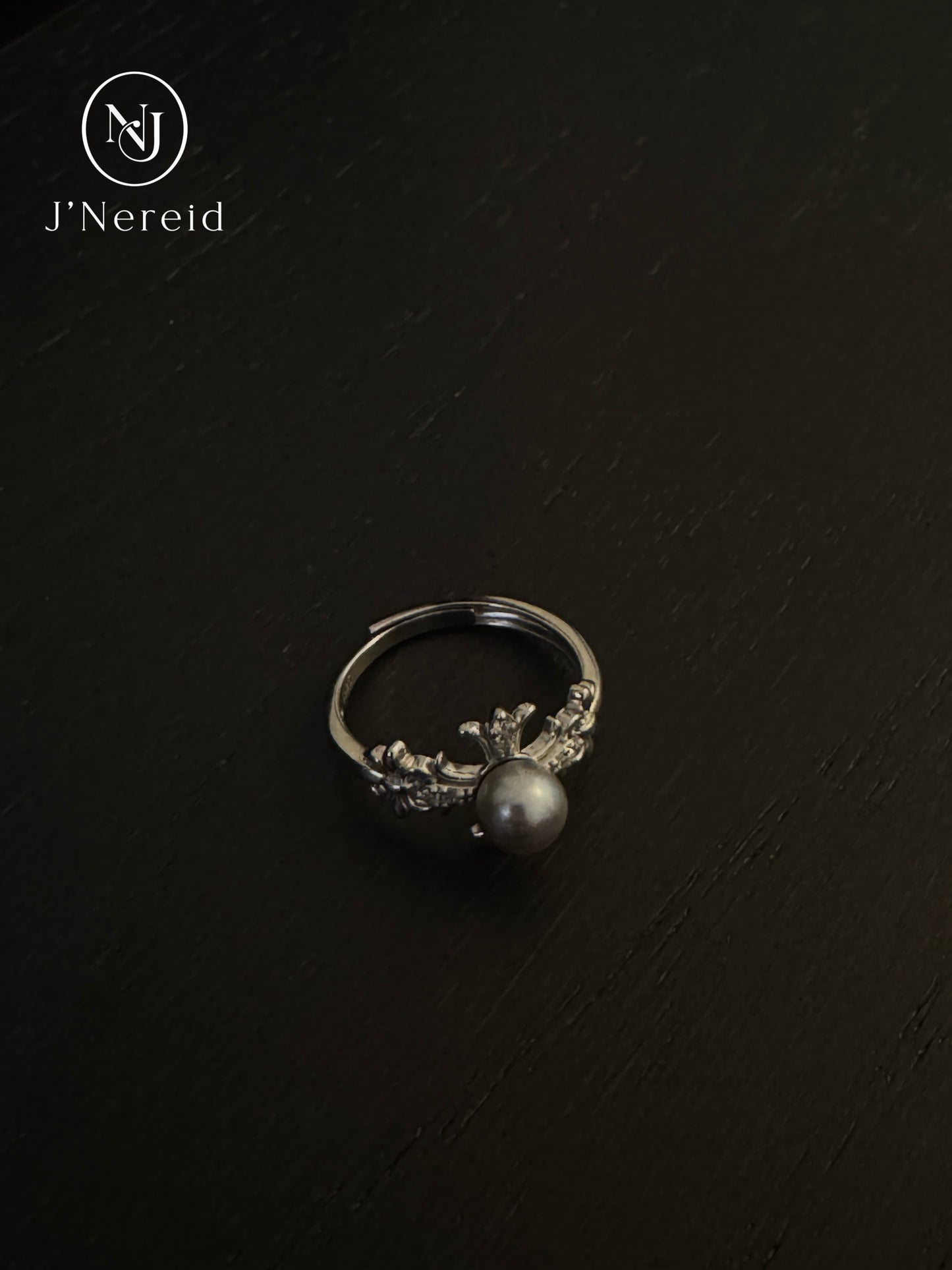 Madama Tone Japanese Akoya Pearl Ring 6-7mm Silver Grey Akoya Pearl S925 Sterling Silver Vintage Floral Paved Zircon Dainty Stackable Fine Jewelry Gift for Women（Pearl Variation）