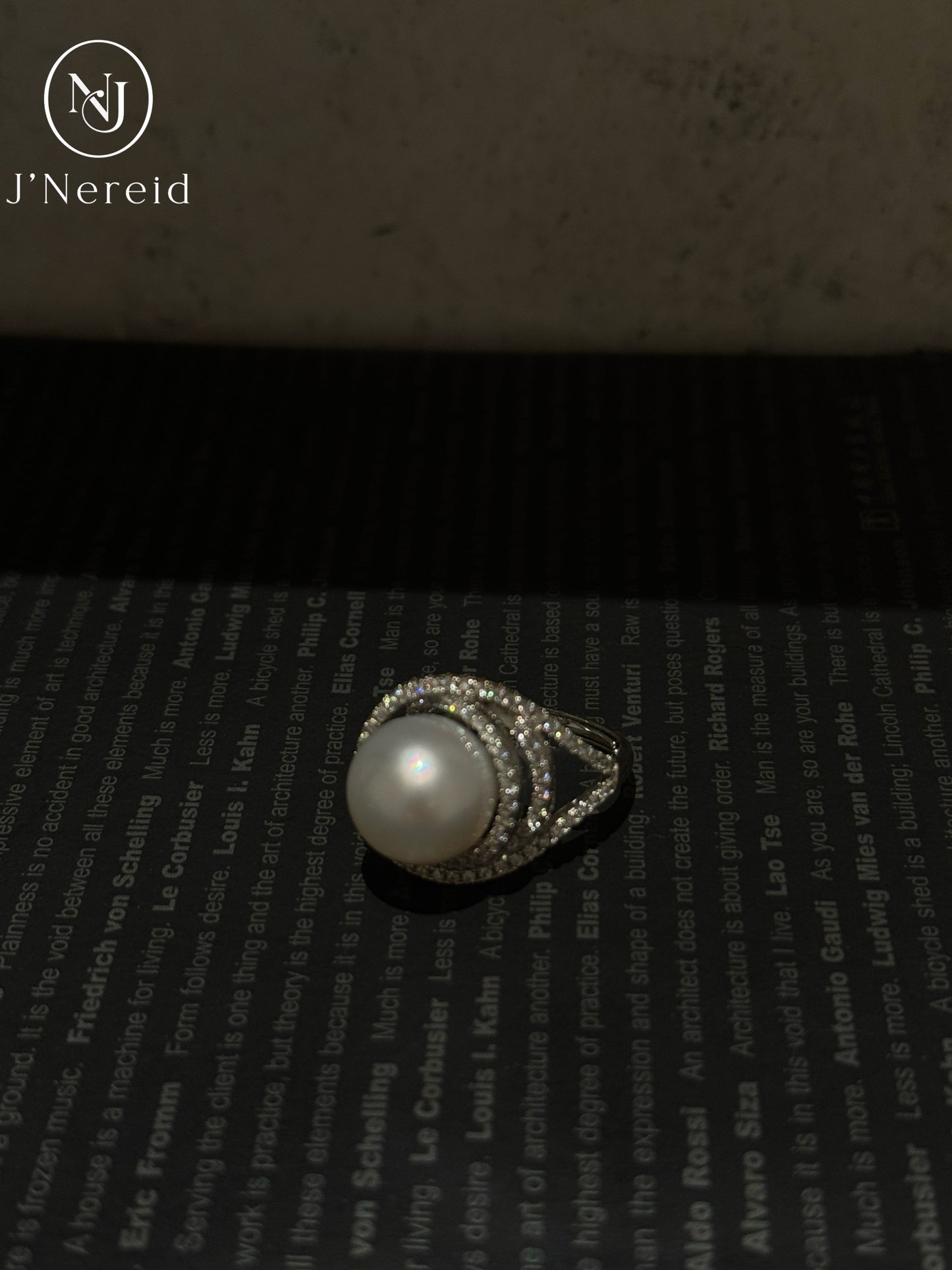Premium Australian South Sea White Pearl Twisted Band Statement Ring | 12-13mm Natural High-Luster South Sea Pearl, Heavy Solid S925 Sterling Silver Full Pave Zircon Cocktail Fine Jewelry Gift for Women（Pearl Variation）