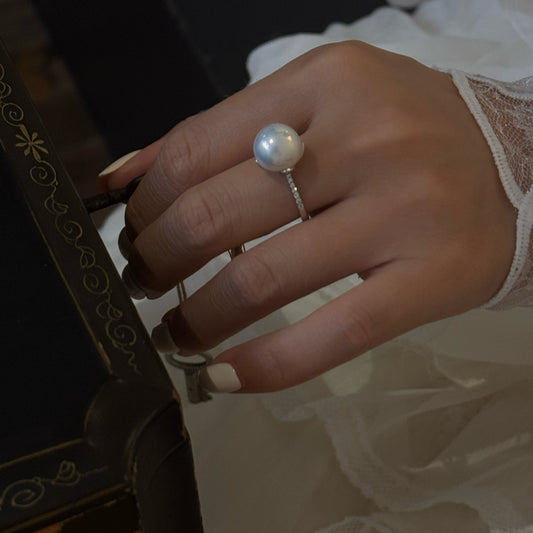Timeless Classic Aurora Edison Pearl Ring | Minimalist & Versatile S925 Silver Jewelry（Pearl variation)