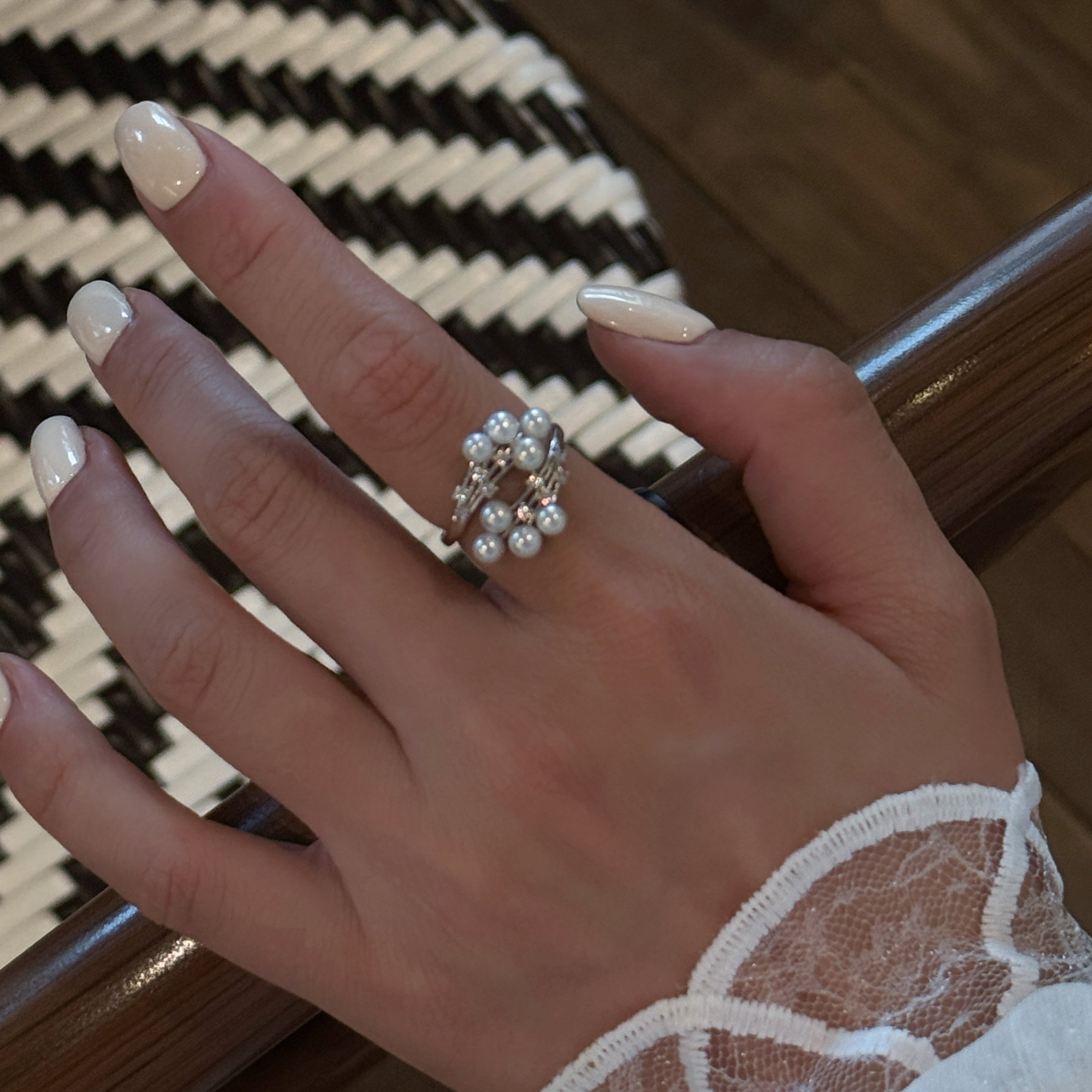 Starry Hydrangea Gentle&Exquisite Freshwater Multi-Pearl Ring |（ 3-5mm）S925 Zircon