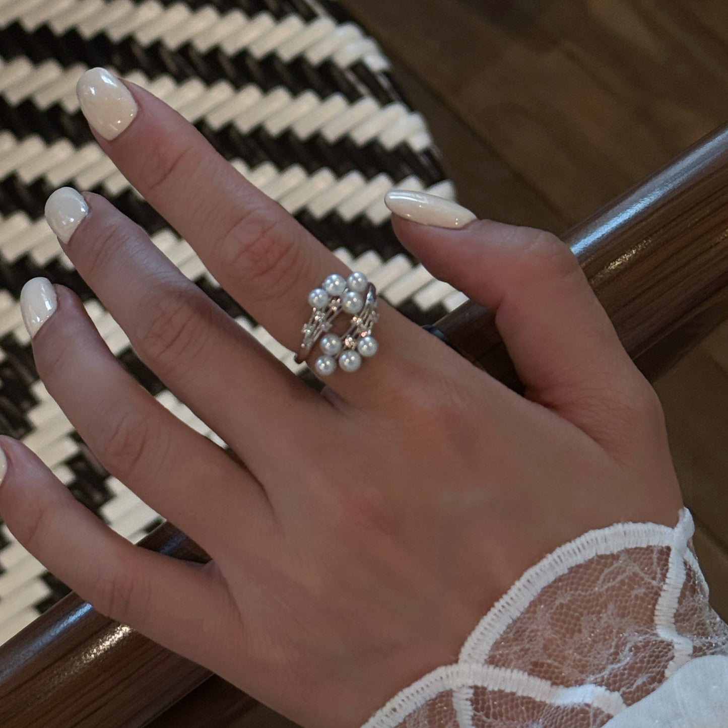 Starry Hydrangea Gentle&Exquisite Freshwater Multi-Pearl Ring |（ 3-5mm）S925 Zircon
