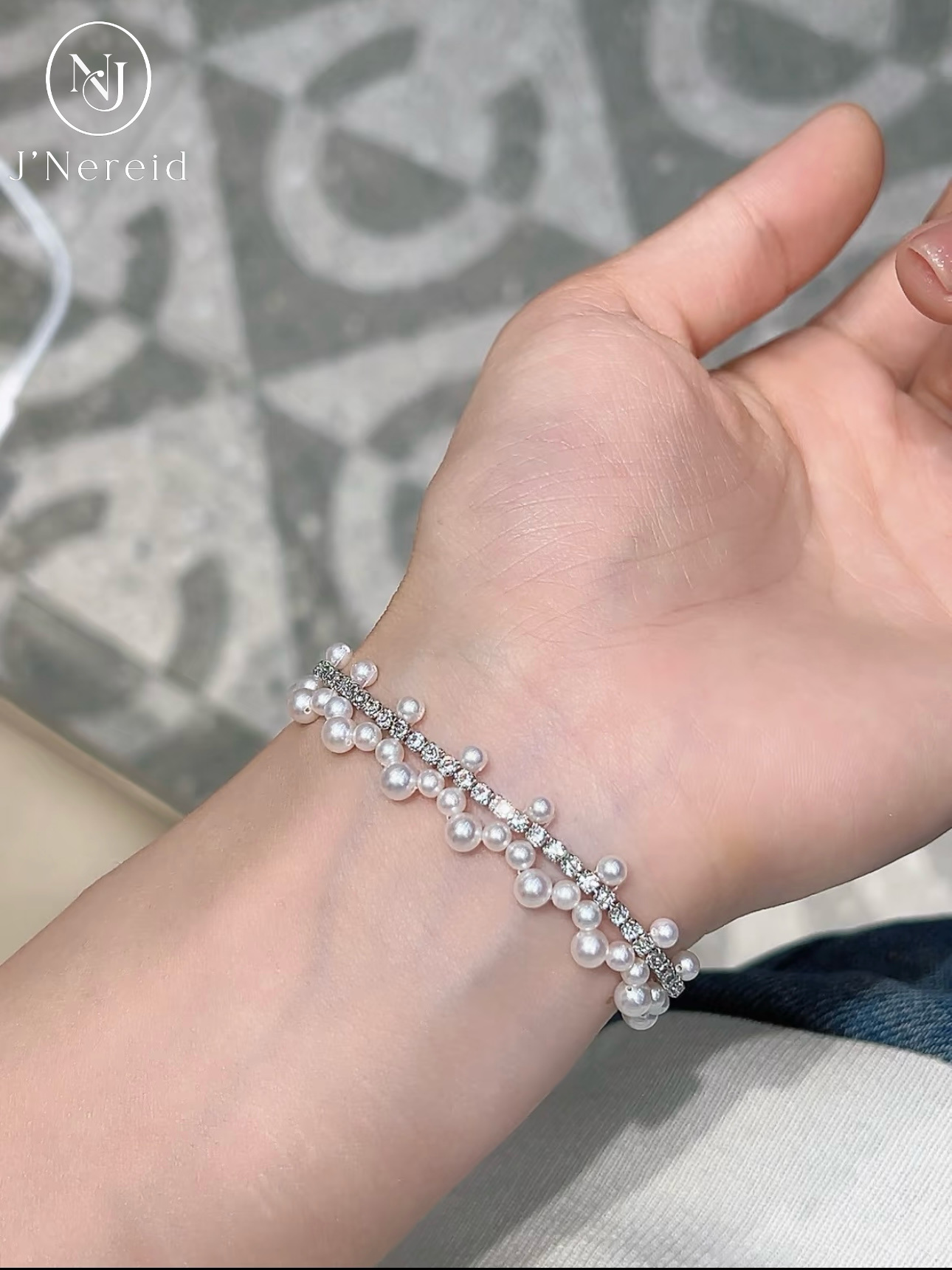 Wire Woven Tennis Pearl Jewelry Set, Graduated 3-5mm Freshwater Pearl Long Layering Tennis Necklace & Matching Woven Tennis Bracelet, Handmade Delicate Pearl Set for Women Daily Elegant Wear