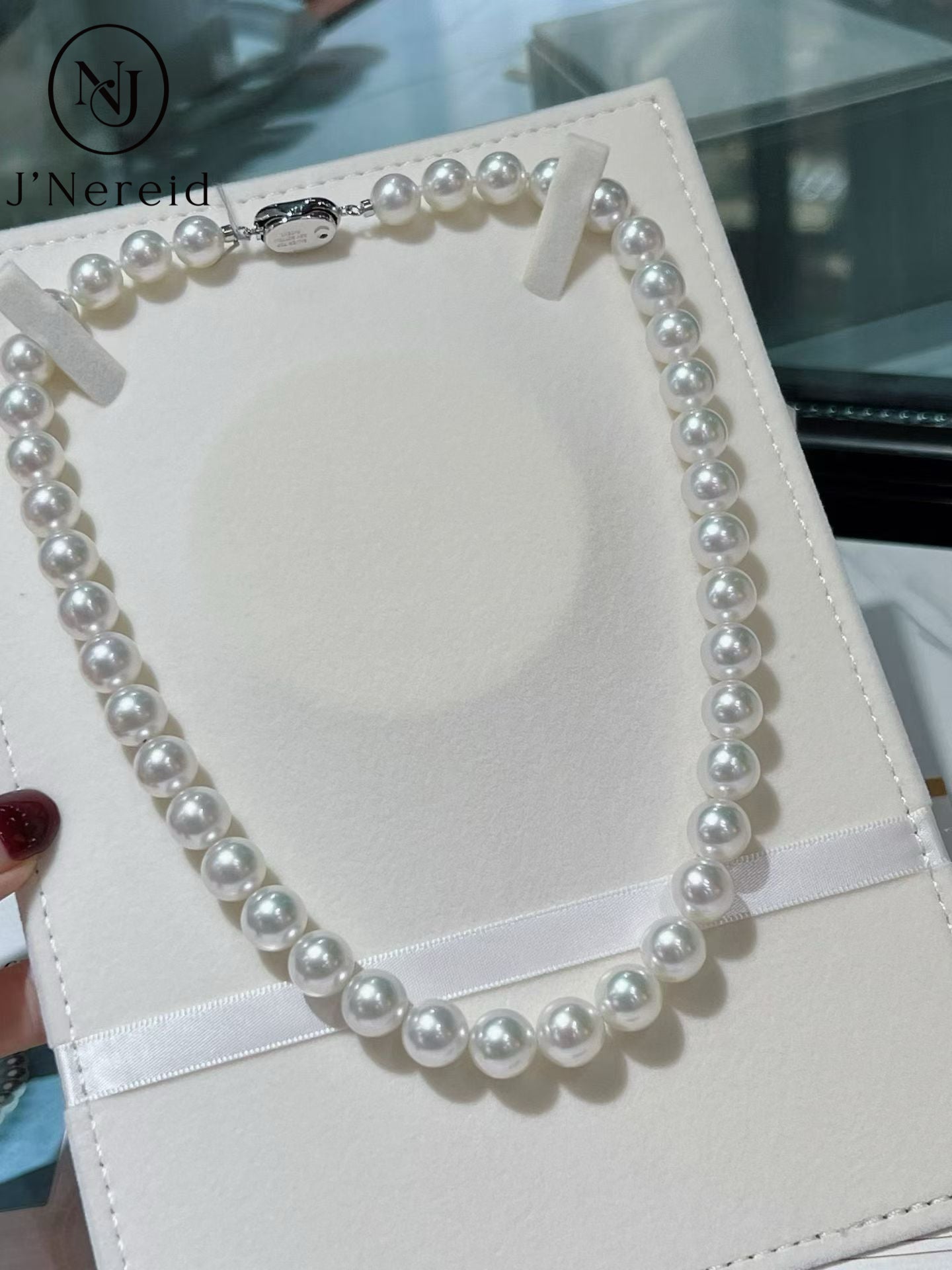 Venus Grade South Sea White Pearl Necklace 9.2-11mm Round Cool Luster Pearl Strand with True Research SS Certificate, 2.1mm Thick Nacre
