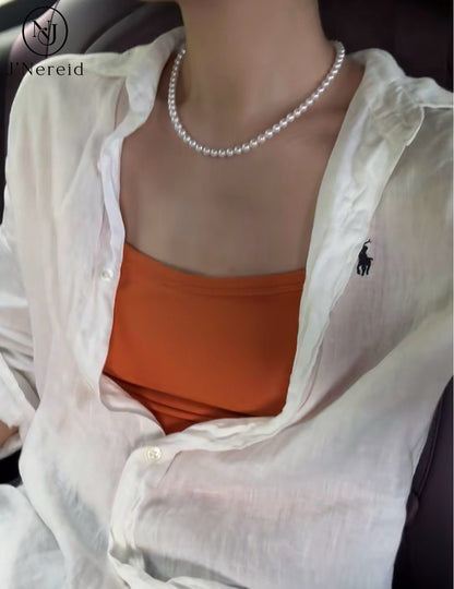 Hanadama Grade Akoya Pearl Necklace 7.5-8mm Perfect Round Aurora Pink White Luster Near Flawless Seawater Pearl Strand with Pearl Science Laboratory SS Full Certificate