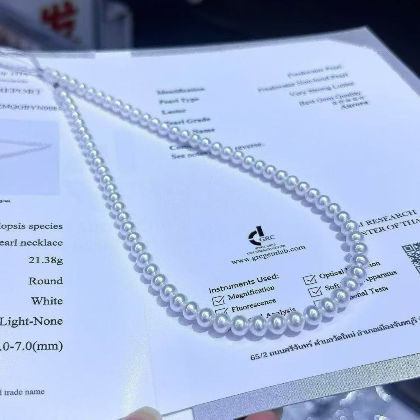 Freshwater Pearl Necklace 6-7mm | GRC 5-Star Aurora Certified, The Akoya Alternative