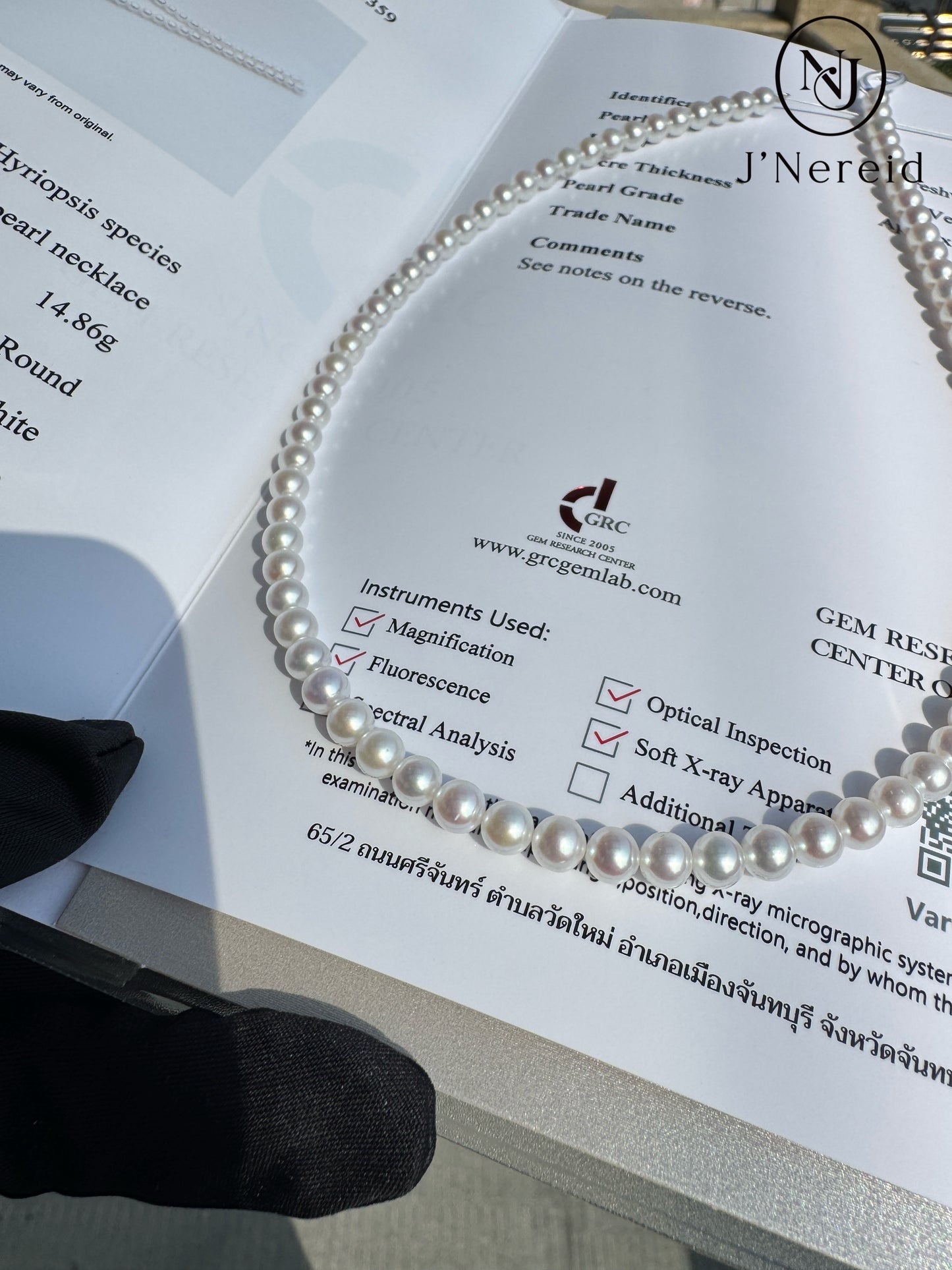 5A Aurora Grade Freshwater Pearl Necklace 5.0-6.0mm Perfect Round Vivid Iridescent Very Strong Luster Slight Minor Blemishes with Official GRC Certification