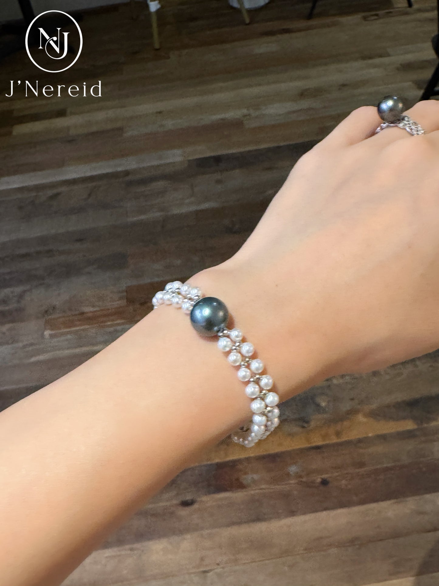 11-12mm Tahitian Pearl & 3-4mm Aurora Freshwater Pearl Double Strand Bracelet, S925 Sterling Silver Clasp, Elegant Bridal & Daily Jewelry Gift for Women