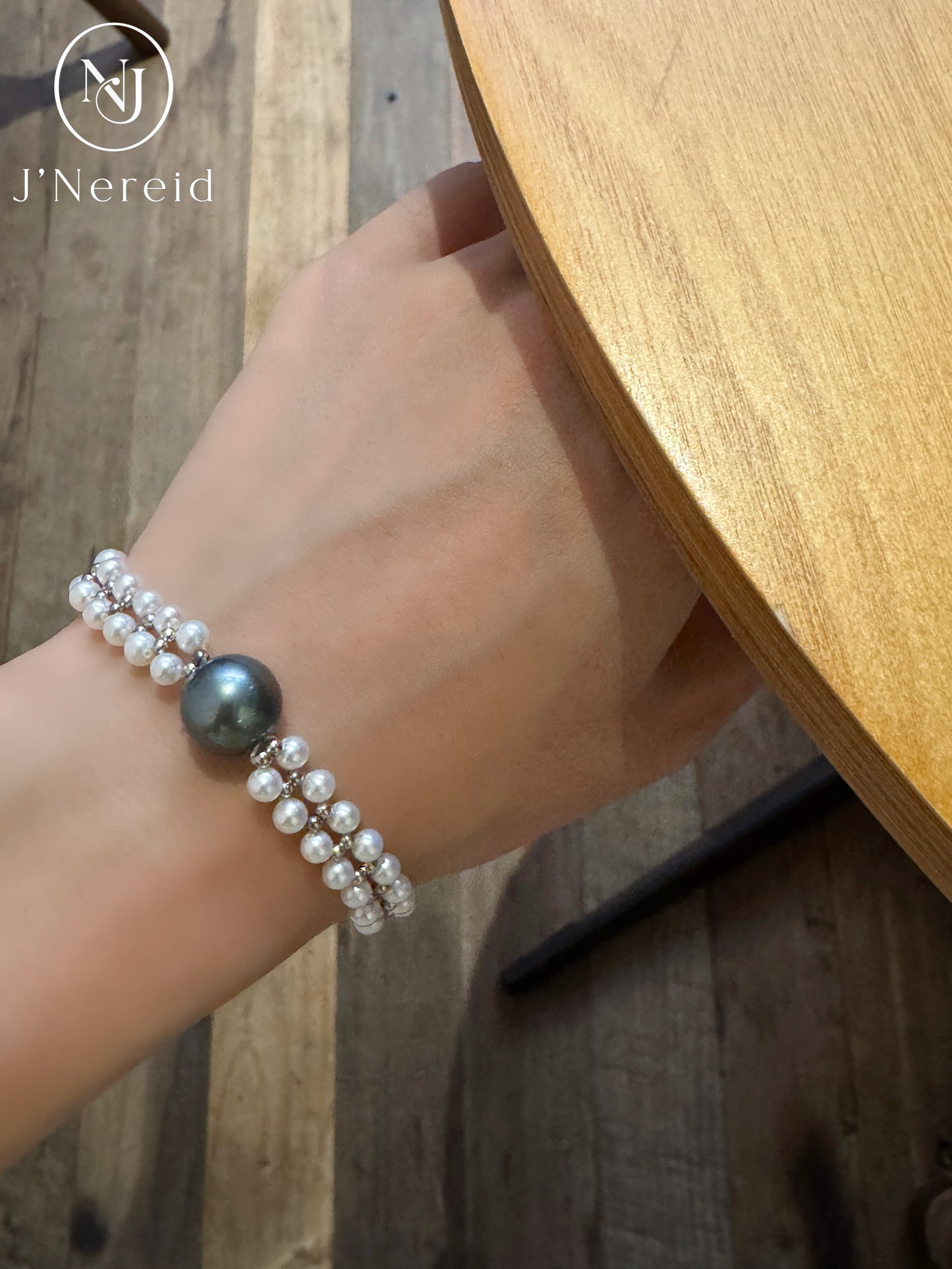 11-12mm Tahitian Pearl & 3-4mm Aurora Freshwater Pearl Double Strand Bracelet, S925 Sterling Silver Clasp, Elegant Bridal & Daily Jewelry Gift for Women