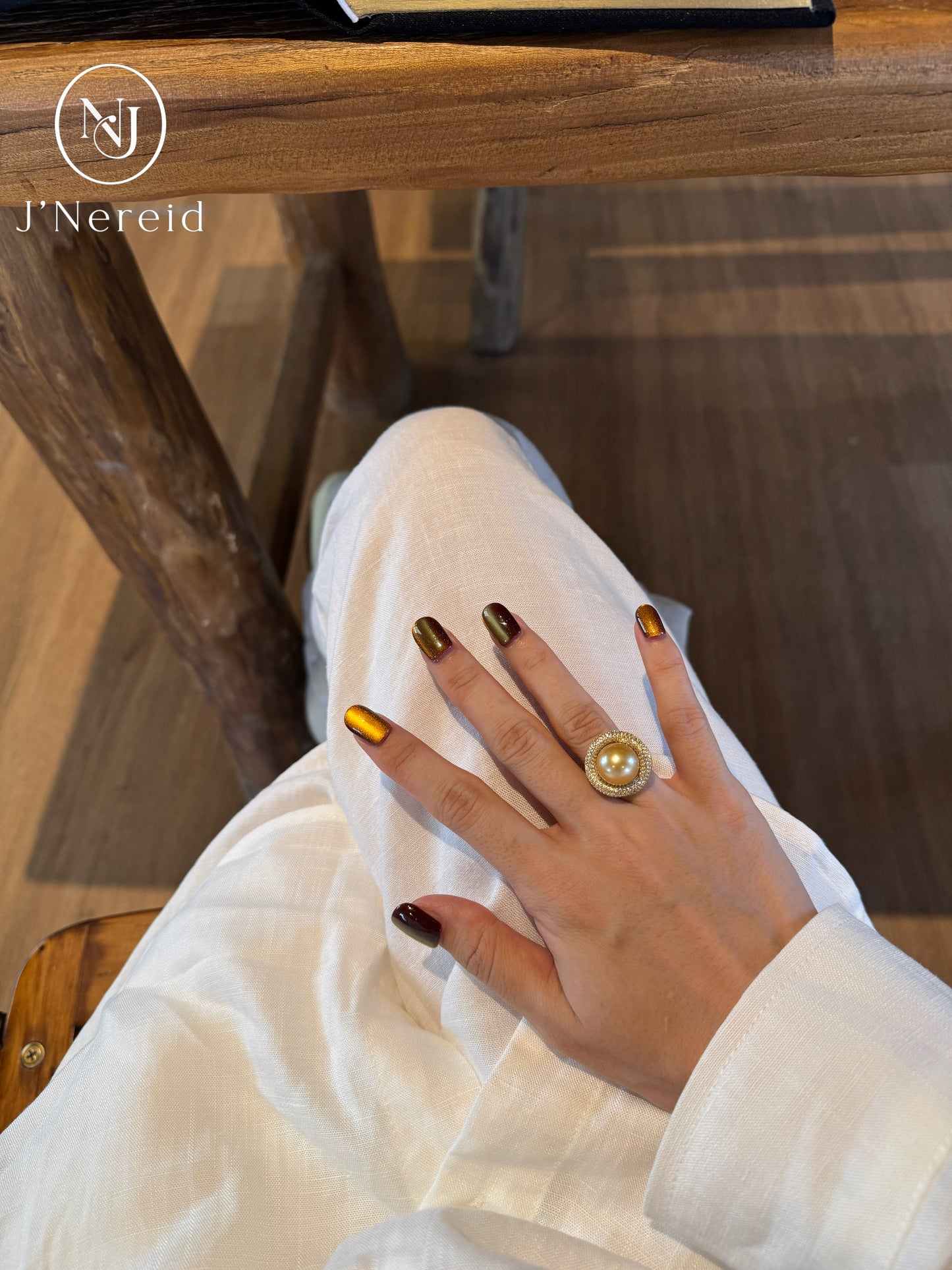 Vintage Sunflower Halo Cocktail Ring | 12‑13mm Medium Golden South Sea Cultured Pearl, Almost Flawless, High‑craft 925 Sterling Silver Pave Setting（Pearl Variation)