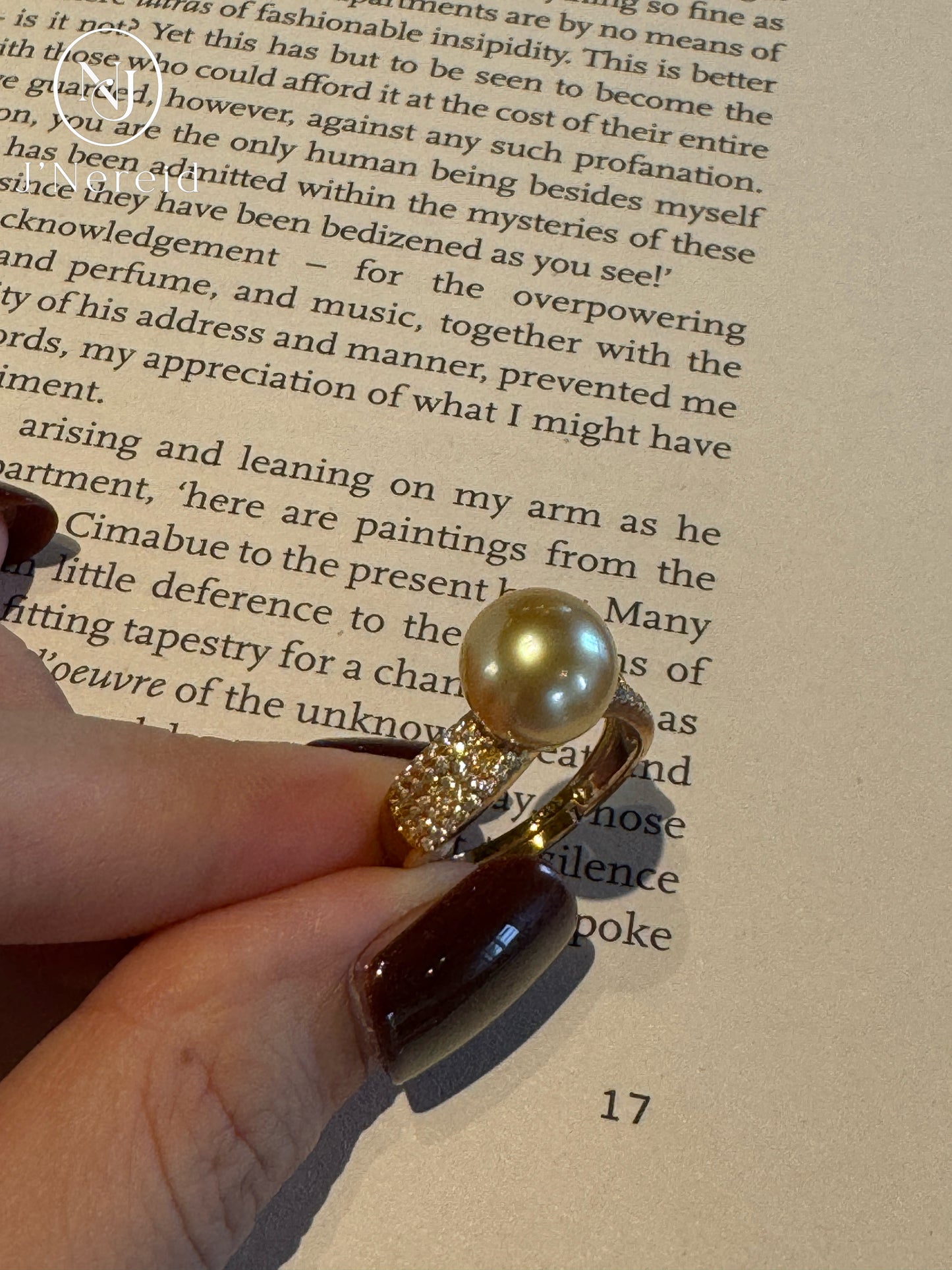 Twisted Pave Band South Sea Golden Pearl Ring | 9‑10mm Medium Gold Round  Flawless, High‑craft 925 Sterling Silver, Daily & Occasion Wear（Pearl Variation)