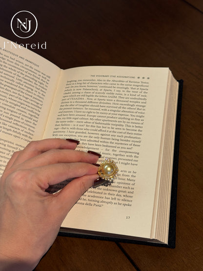 Radiant Bloom Vintage Statement South Sea Golden Pearl Ring |12‑13mm Medium Gold Near‑Round Almost Flawless, Fine‑Craft 925 Sterling Silver, Formal & Elevated Everyday Wear（Pearl Variation）