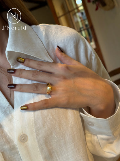 Minimalist Solid Band South Sea Golden Pearl Ring |10‑11mm Medium Gold Near‑Round Almost Flawless, Fine‑Craft 925 Sterling Silver, Daily Wear & Smart Occasions（Pearl Variation）