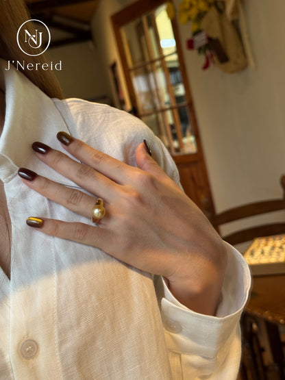 Minimalist Solid Band South Sea Golden Pearl Ring |10‑11mm Medium Gold Near‑Round Almost Flawless, Fine‑Craft 925 Sterling Silver, Daily Wear & Smart Occasions（Pearl Variation）