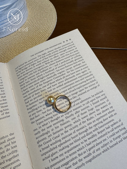 Minimalist Solid Band South Sea Golden Pearl Ring |10‑11mm Medium Gold Near‑Round Almost Flawless, Fine‑Craft 925 Sterling Silver, Daily Wear & Smart Occasions（Pearl Variation）