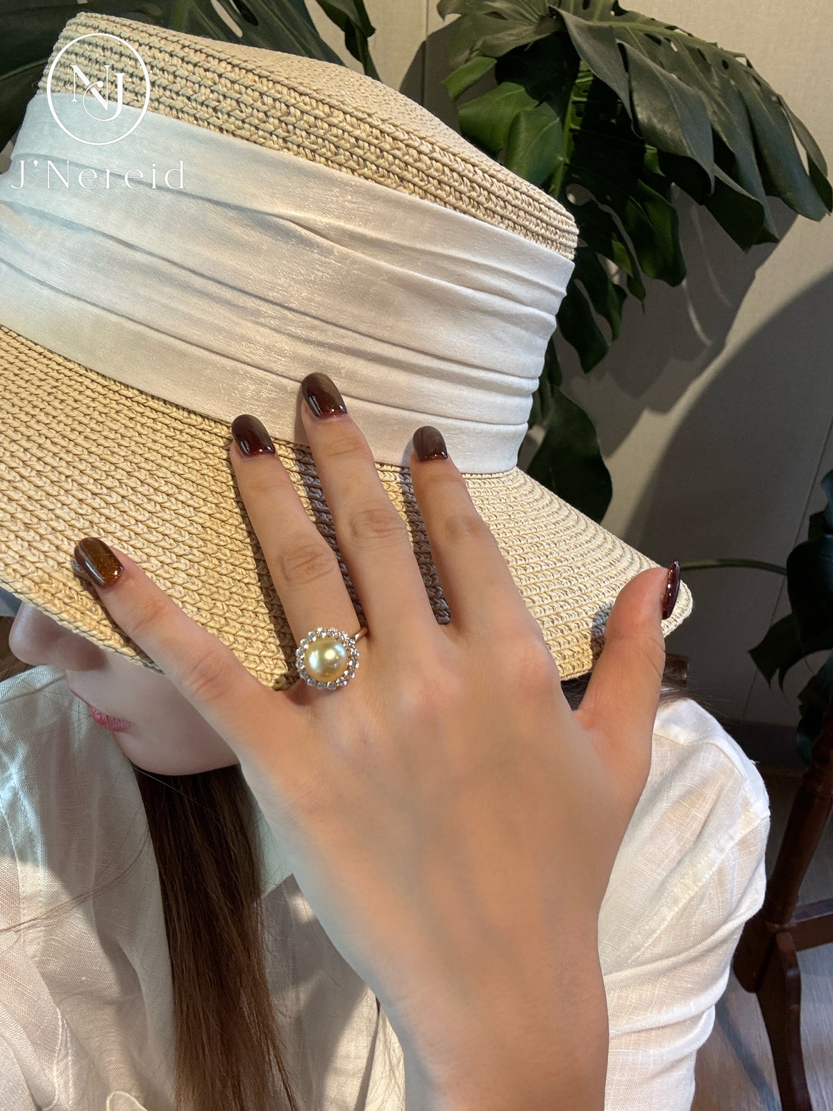 Morning‑Sun Petal‑Framed South Sea Golden Pearl Ring | 9-10mm Medium Gold Near‑Round Almost Flawless, Fine‑Craft 925 Sterling Silver, For Work & Special Occasion（Pearl Variation）