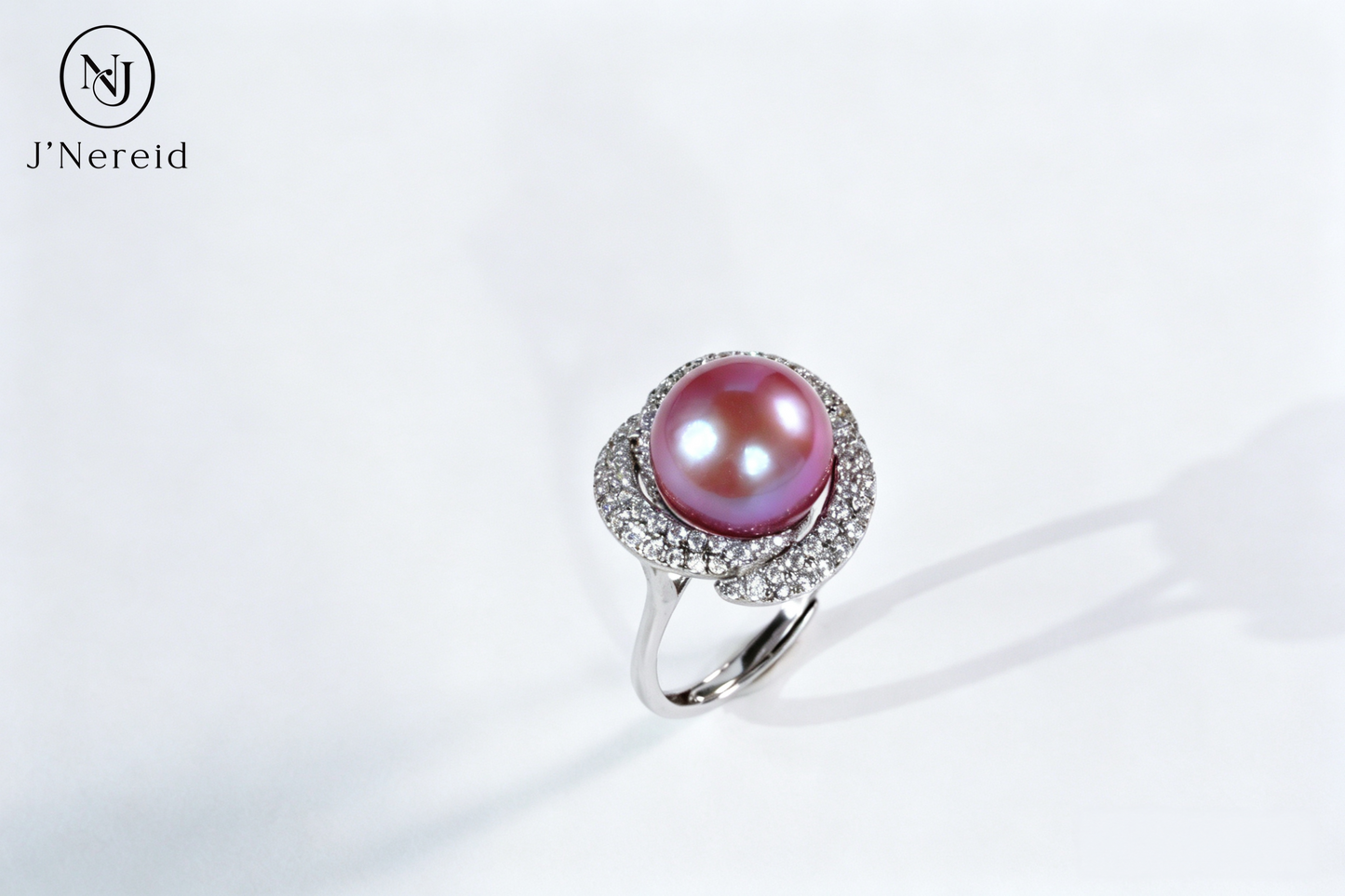 Luxury Intertwined Swirl Pave Crystal Freshwater Edison Deep Purple Pearl Ring 11‑12mm | S925 Sterling Silver Statement Open‑Adjustable Ring for Gala & Premium Gifting（Pearl Variation）