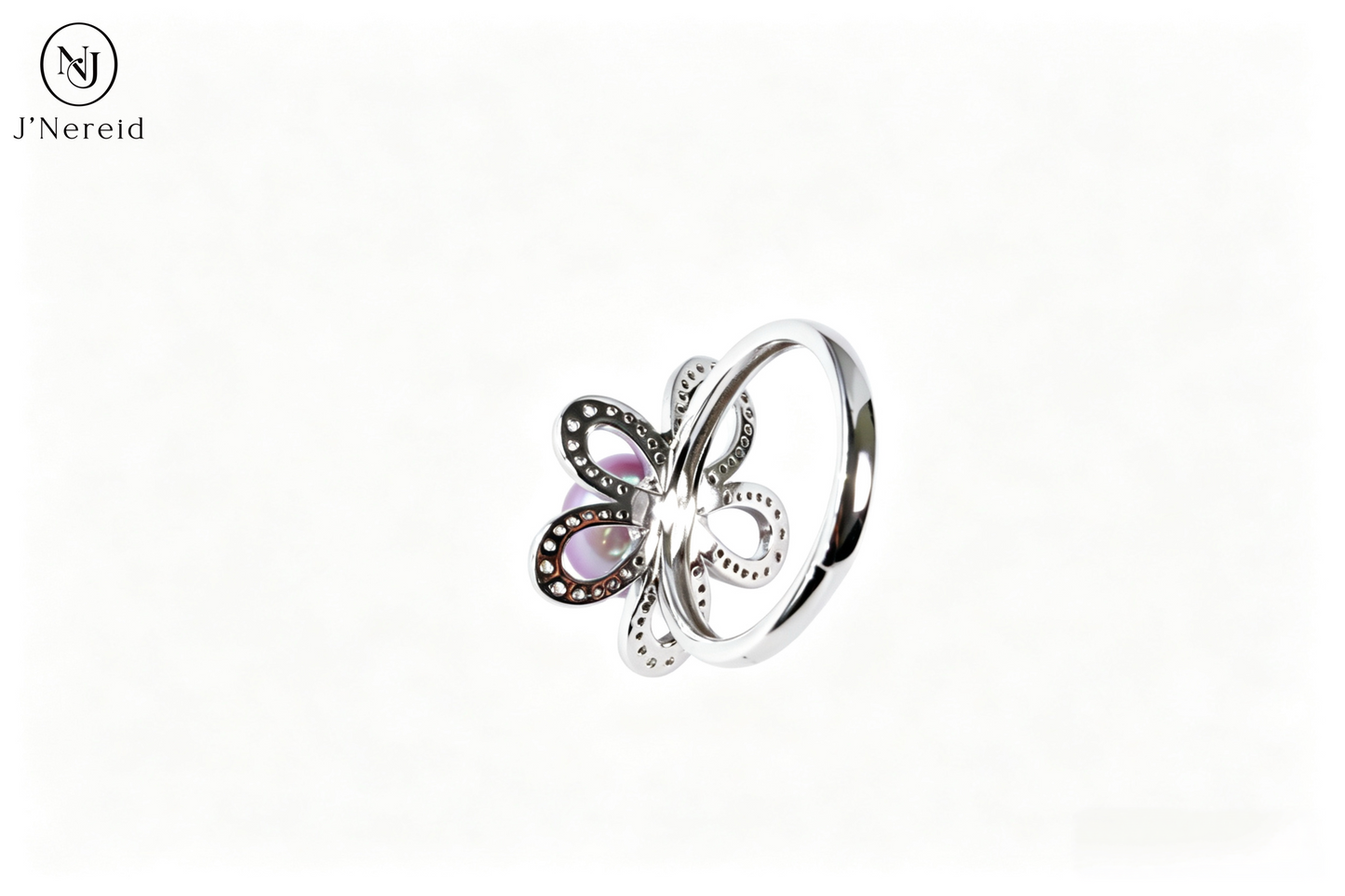 Elegant Hollow 5‑Petal Flower Freshwater Edison Purple Pearl Ring 8‑9mm | S925 Sterling Silver Adjustable Statement Ring for Party Wedding Daily Wear & Gift（Pearl Variation）
