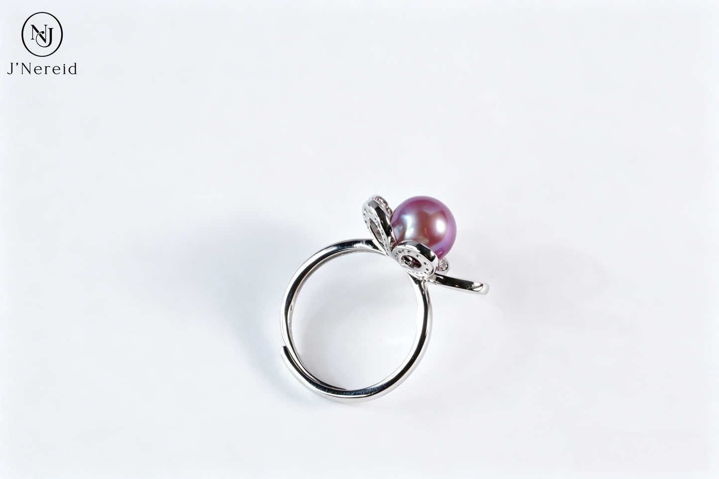Elegant Hollow 5‑Petal Flower Freshwater Edison Purple Pearl Ring 8‑9mm | S925 Sterling Silver Adjustable Statement Ring for Party Wedding Daily Wear & Gift（Pearl Variation）