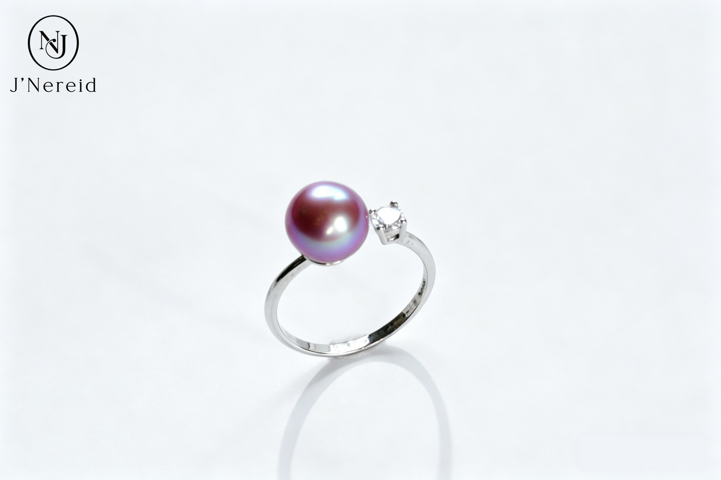 Asymmetrical Open‑Shank Freshwater Edison Deep Purple Pearl Ring 8‑9mm | S925 Sterling Silver Solitaire Accent Crystal Adjustable Ring for Daily Wear Evening Occasions Gifting(Pearl Variation)