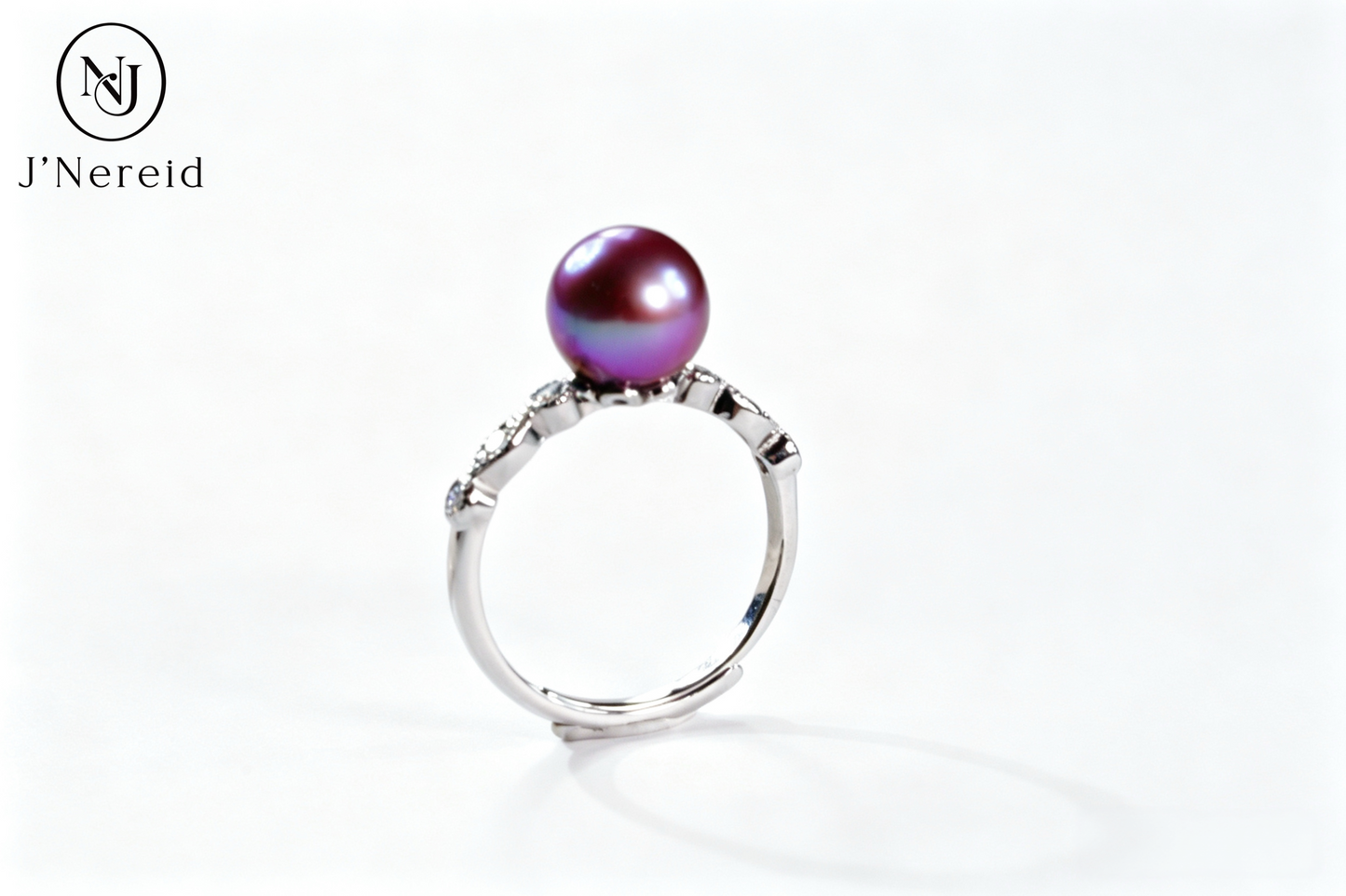 Vintage Wheat‑Shank Pave Crystal Freshwater Edison Deep Purple Pearl Ring 8‑9mm | S925 Sterling Silver Open Adjustable Ring for Office Banquet Gift（Pearl Variation）
