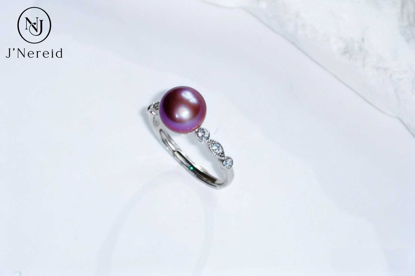Vintage Wheat‑Shank Pave Crystal Freshwater Edison Deep Purple Pearl Ring 8‑9mm | S925 Sterling Silver Open Adjustable Ring for Office Banquet Gift（Pearl Variation）