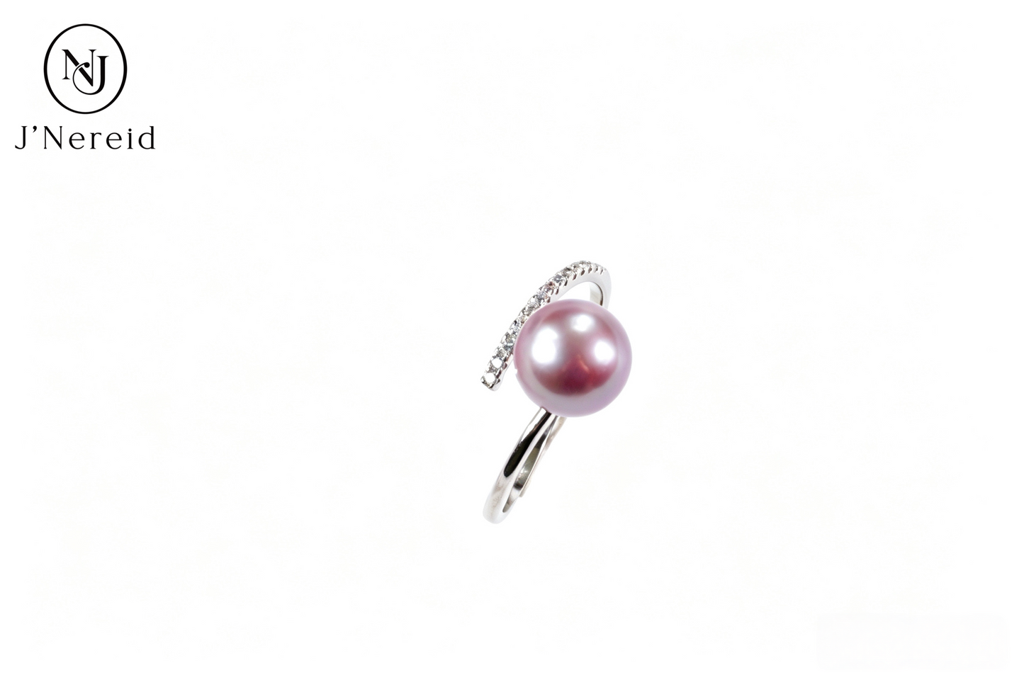 Twisted Curved Pave‑Crystal Open‑Shank Freshwater Edison Deep Purple Pearl Ring 8‑9mm | S925 Sterling Silver Adjustable Statement Ring for Daily Wear & Special Occasions（Pearl Variation）