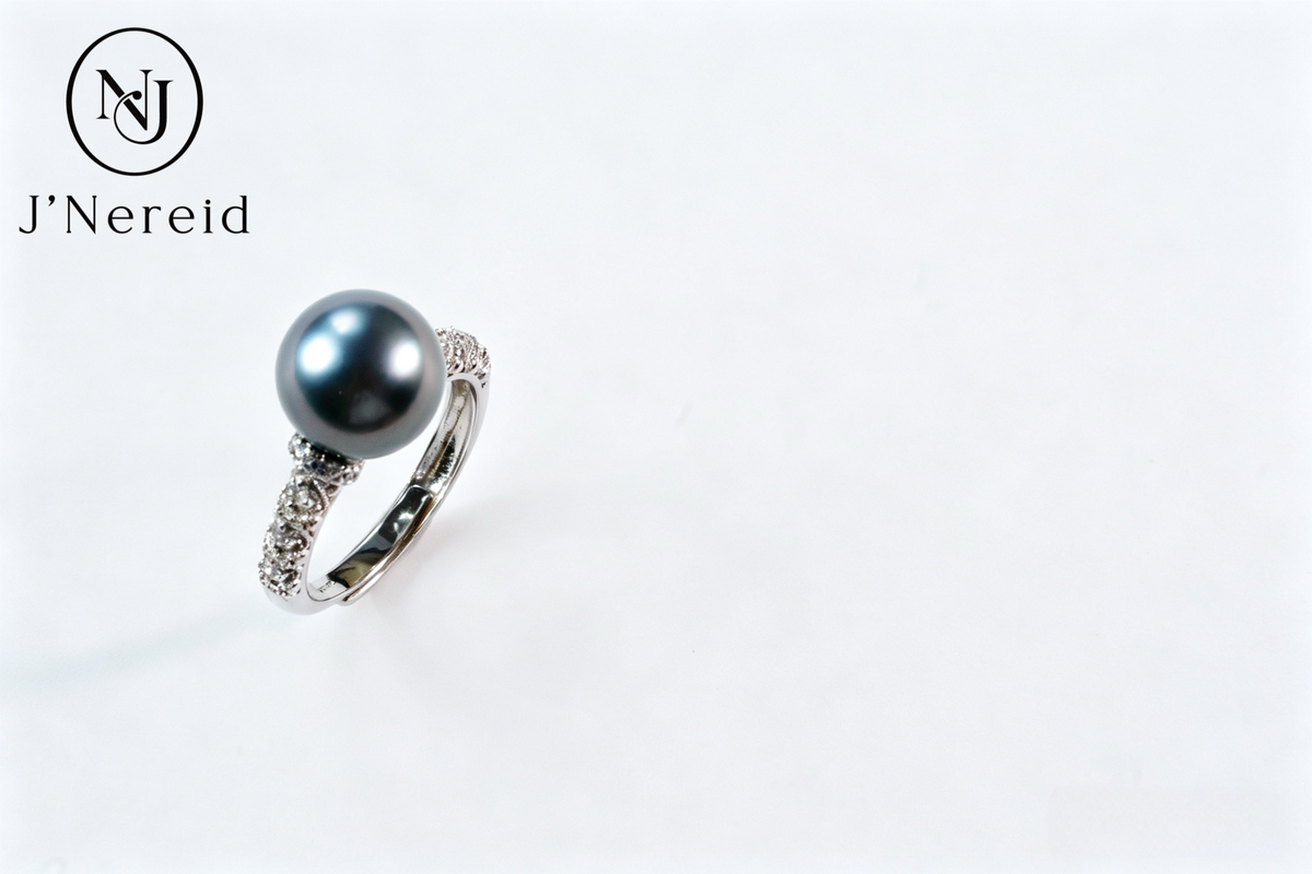 10-11mm Tahitian Pearl Ring, Few Blemished,Vintage Pavé Zircon S925 Sterling Silver Adjustable Open Ring, Deep Gunmetal Grey Tahitian Pearl for Daily Wear & Formal Events(Pearl Variation)
