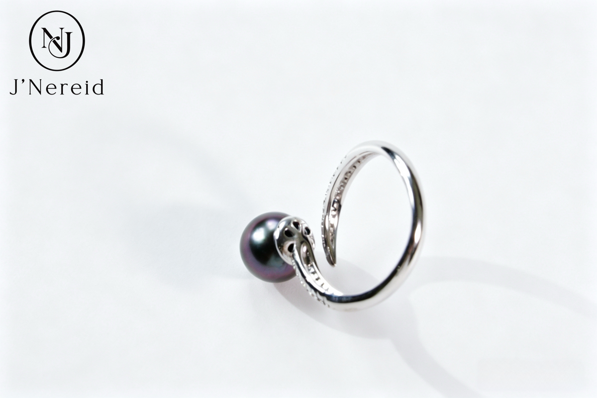 8.5-9mm Tahitian Pearl Open Ring, S925 Sterling Silver Pave Zircon Bypass Ring, Gunmetal Grey Tahitian Pearl Statement Ring for Evening & Daily Wear（Pearl Variation）