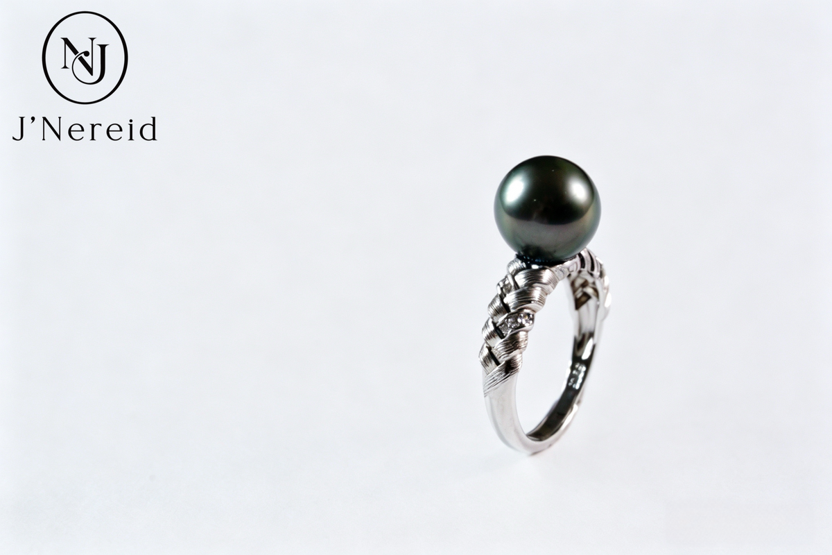 Textured Braided S925 Silver Tahitian Black Pearl Ring few blemished 10-11mm with Accent Zircon, Statement Ring for Evening & Formal Occasions（Pearl Variation)