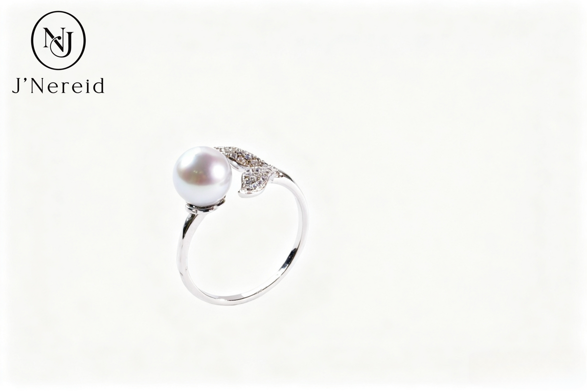 Madama Tone Japanese Akoya Pearl Ring 7-8mm Silver Grey Akoya Pearl S925 Sterling Silver Full Zircon Mermaid Tail Open Adjustable Stackable Fine Jewelry Gift for Women（Pearl Variation）