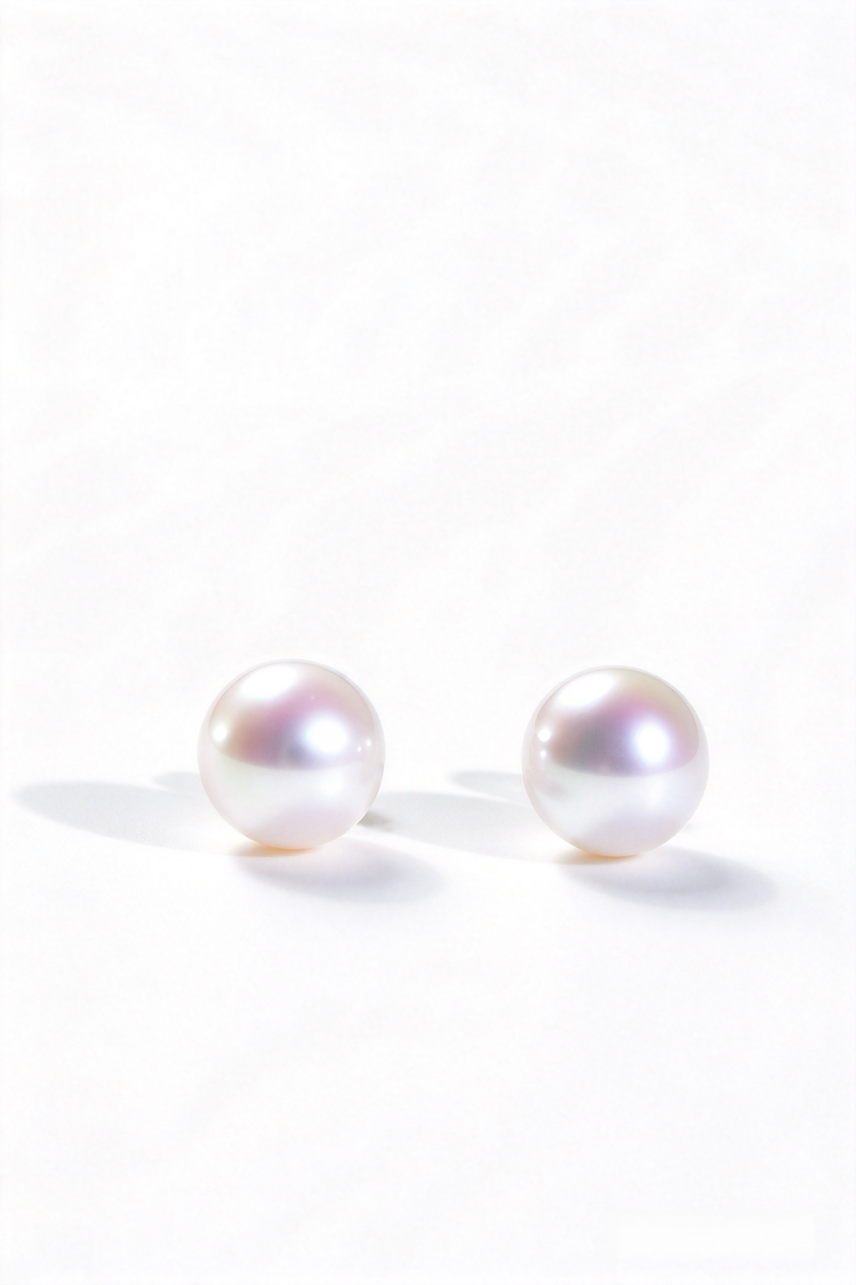 10-11mm White Freshwater Pearl  Strong Luster ,Nearly Round Pearl Earring Stud-AAA Quality