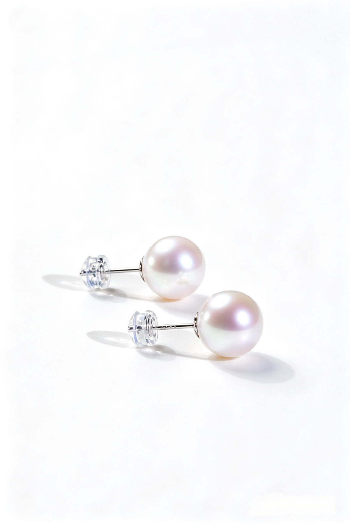 10-11mm White Freshwater Pearl  Strong Luster ,Nearly Round Pearl Earring Stud-AAA Quality